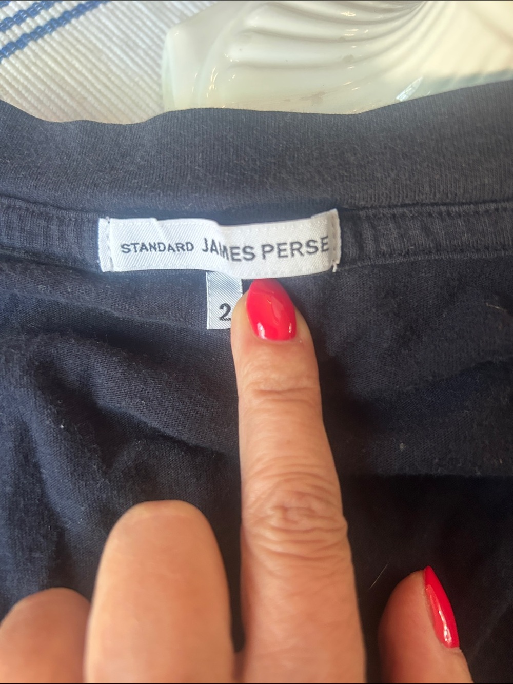 James Pearse VNeck Cap Sleeve Tee Navy Blue S